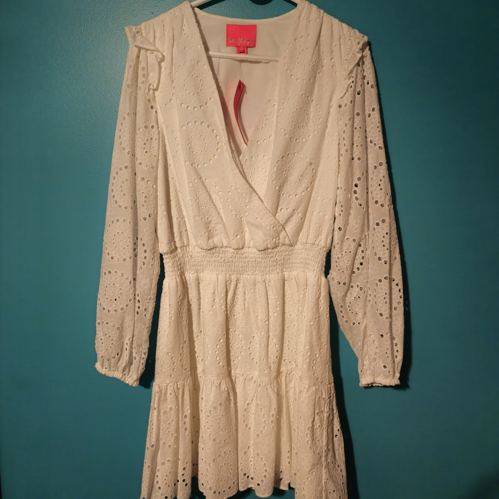 Lilly Pulitzer White Long Sleeve Eyelet Dress - Picture 5 of 8